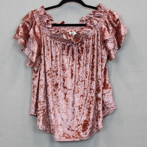 Umgee crushed velvet pink off the shoulder top NWT-L